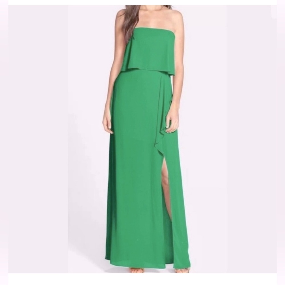 BCBGMAXAZRIA Felicity Strapless Gown Dress Kelly Green Size Two Great Co…